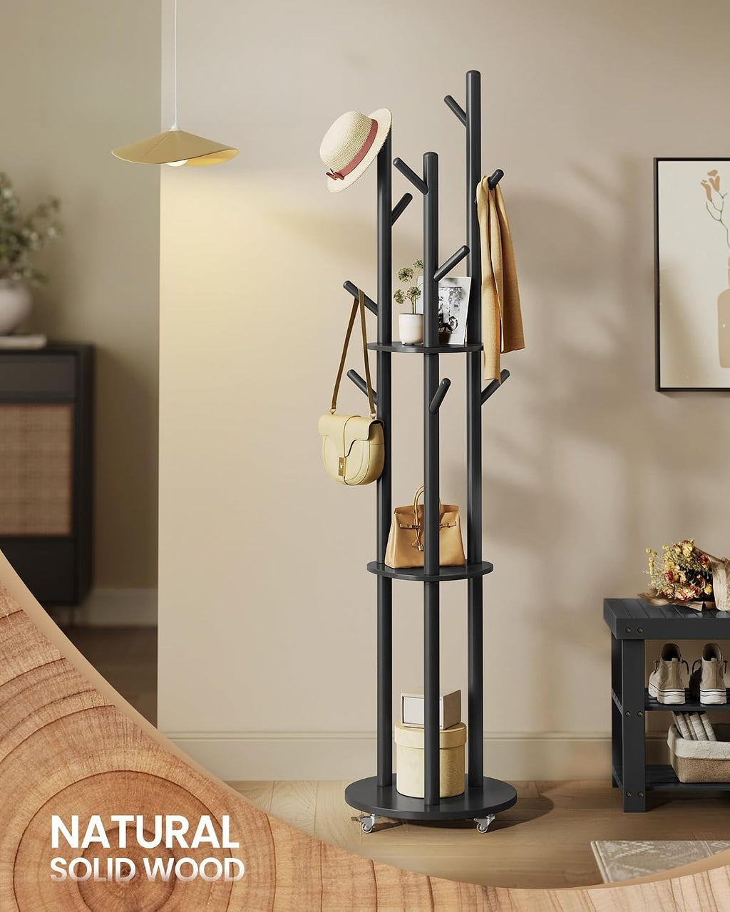Freestanding Coat Rack with Wheels
