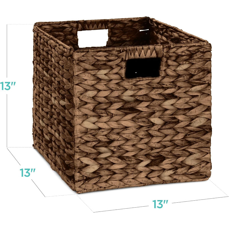 Brown Water Hyacinth Cube Baskets Set of 5
