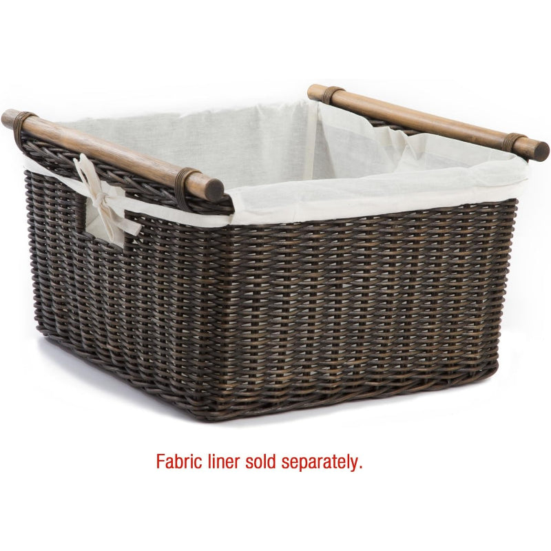 The Basket Lady Wicker Storage Basket with Pole Handle