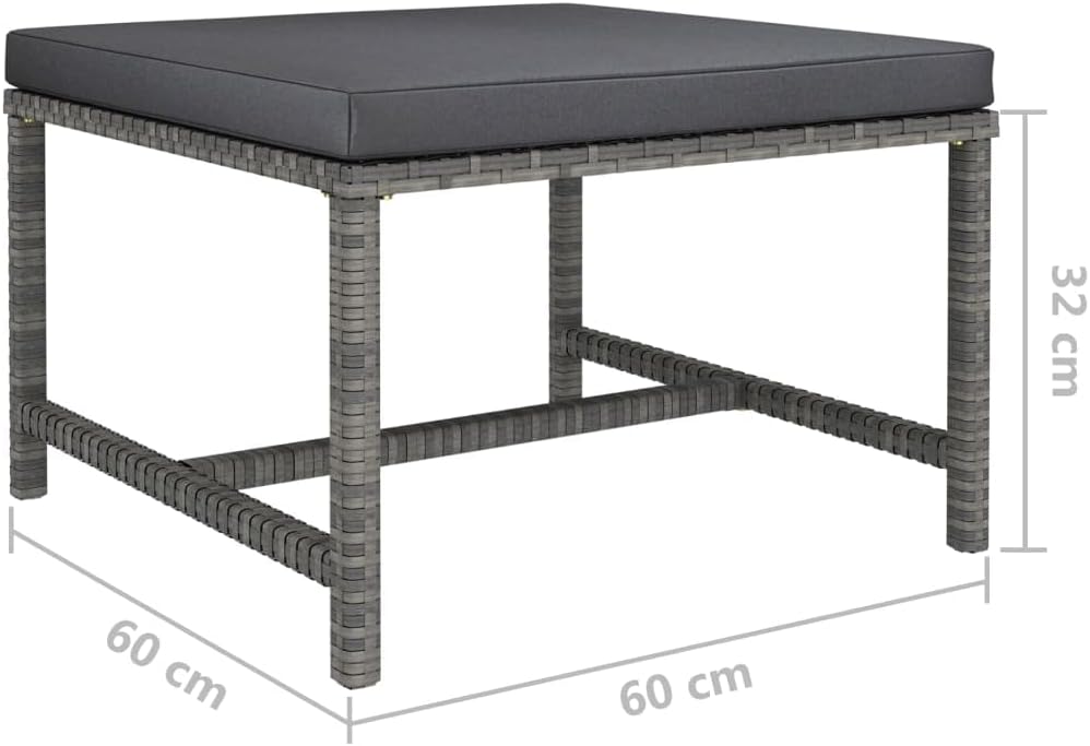 PE Rattan Steel Patio Ottoman Footrest
