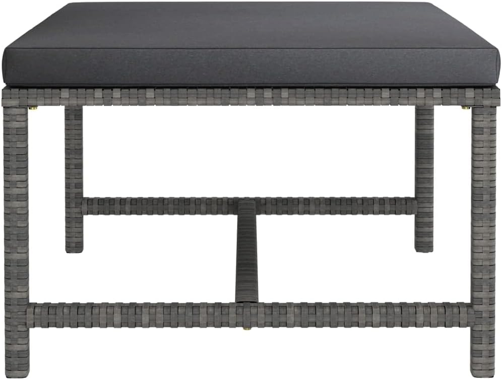 PE Rattan Steel Patio Ottoman Footrest