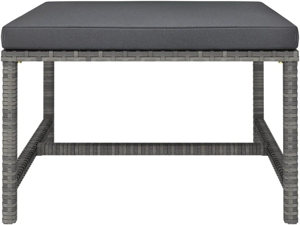 PE Rattan Steel Patio Ottoman Footrest