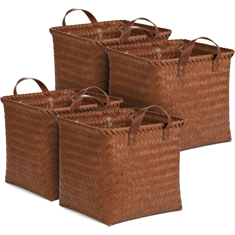Brown Wicker Storage Baskets 4 Pack