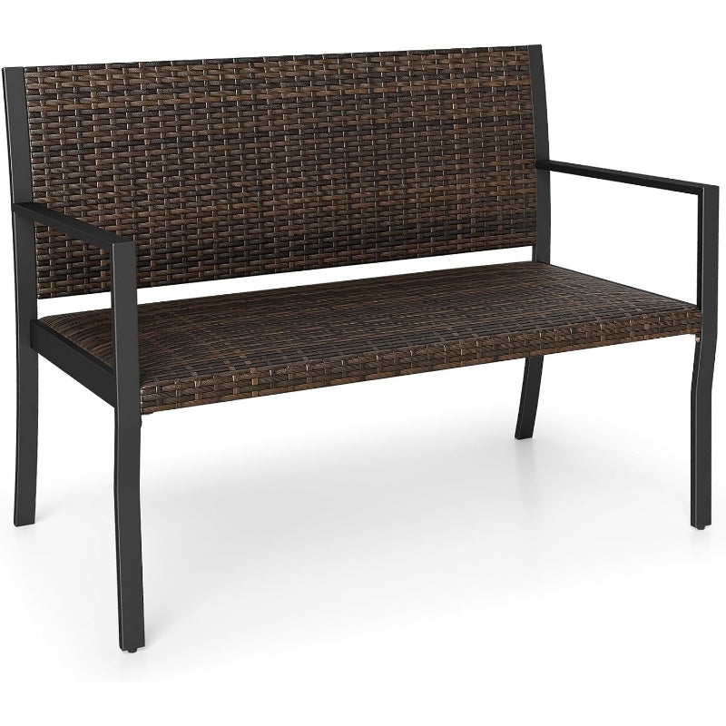 PE Rattan Outdoor Loveseat Bench