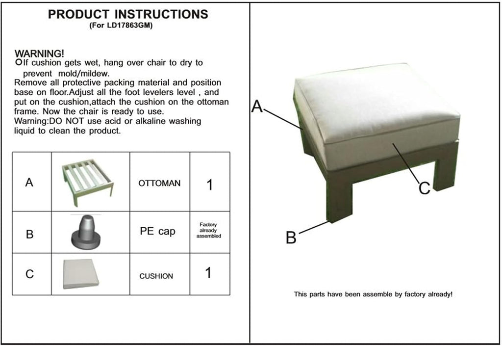 Aluminum Patio Ottoman With Cushion