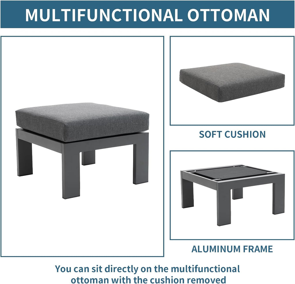 Aluminum Patio Ottoman Footstool Set