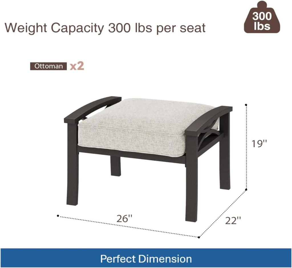 Metal Ottoman Set With Soft Cushions