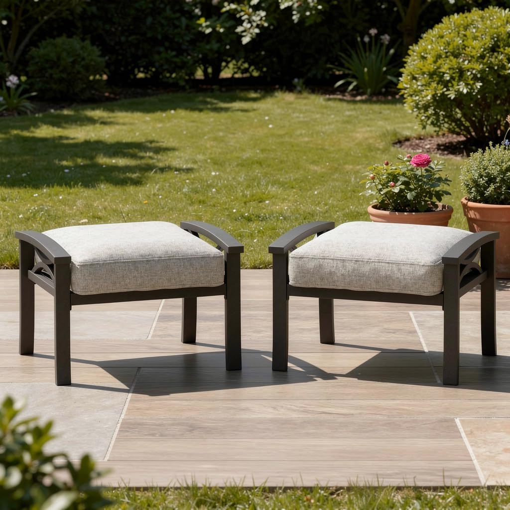 Metal Patio Ottoman Set With Cushions