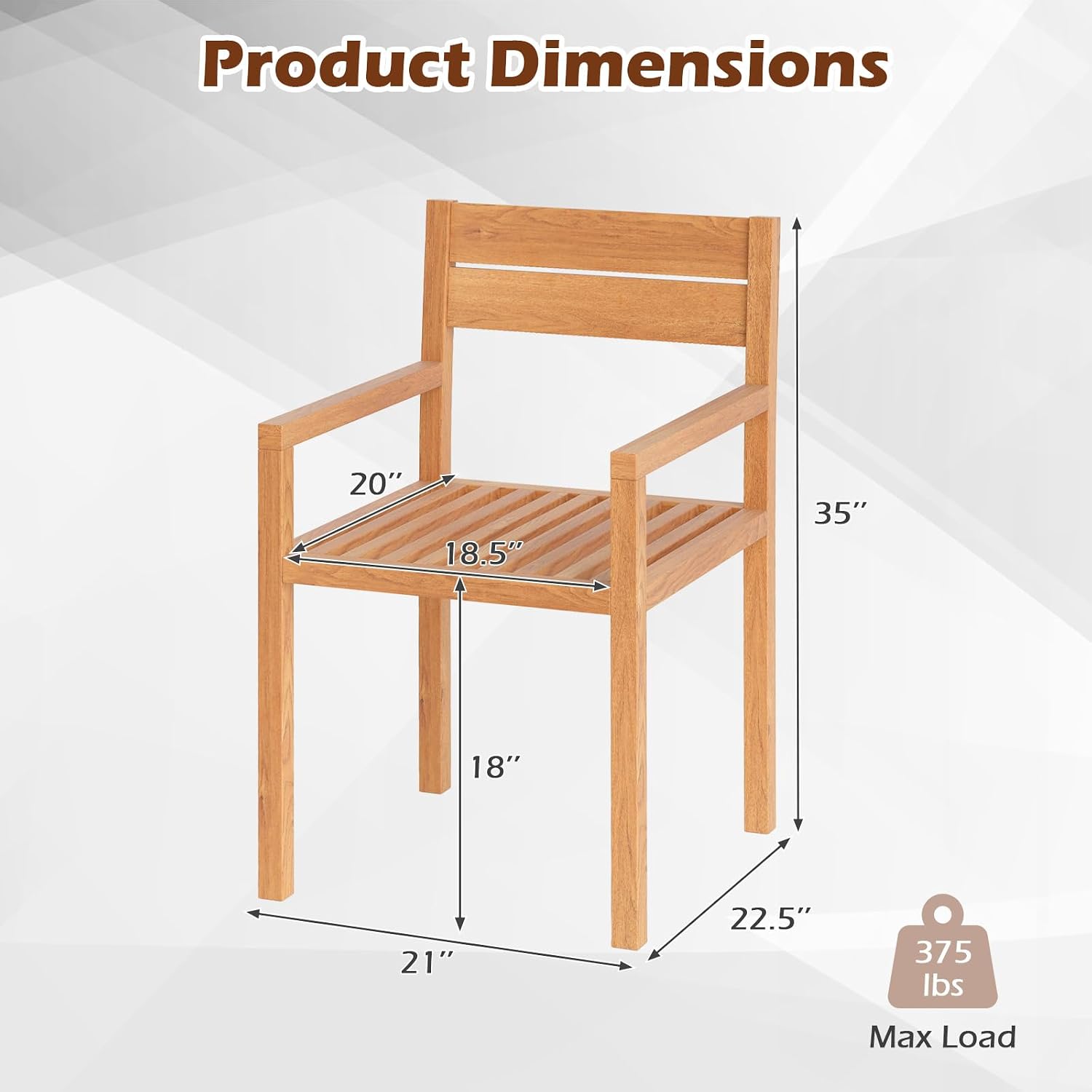 Teak Outdoor Patio Dining Armchair