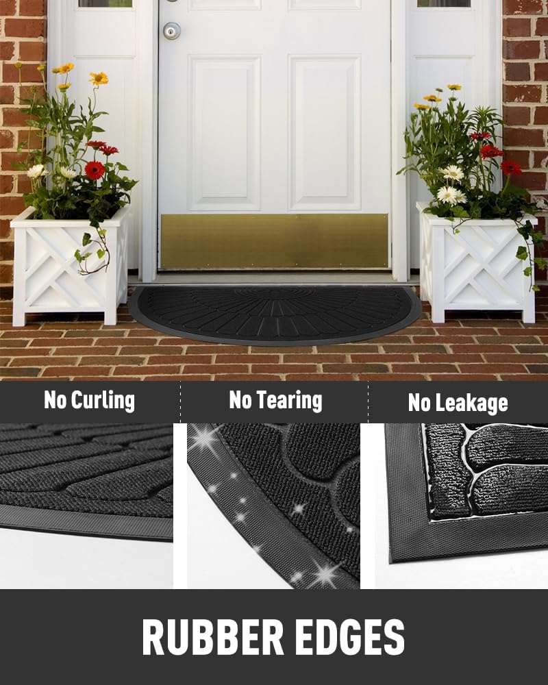 Black Semicircular Door Mat 24x36