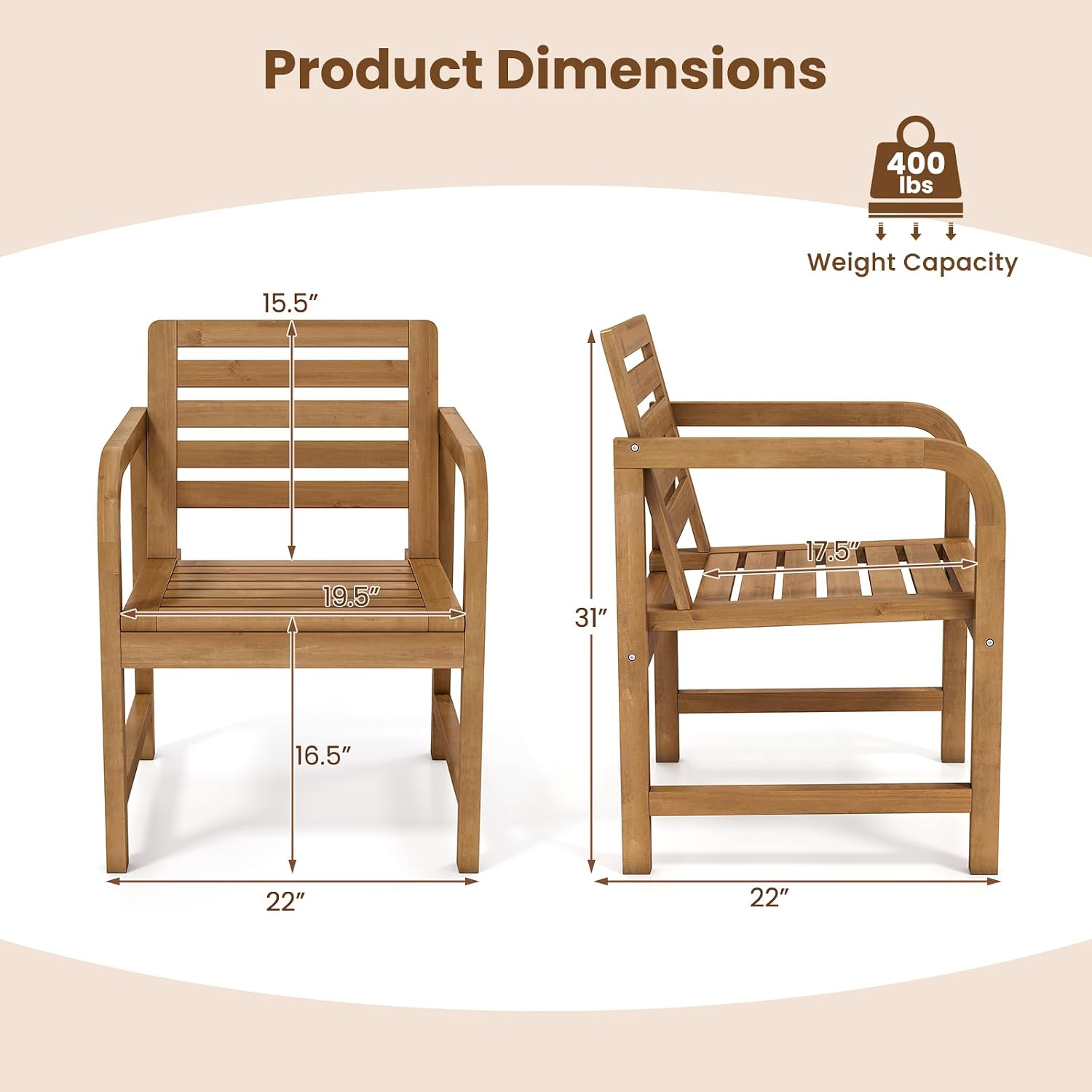 Teak Patio Outdoor Dining Armchair