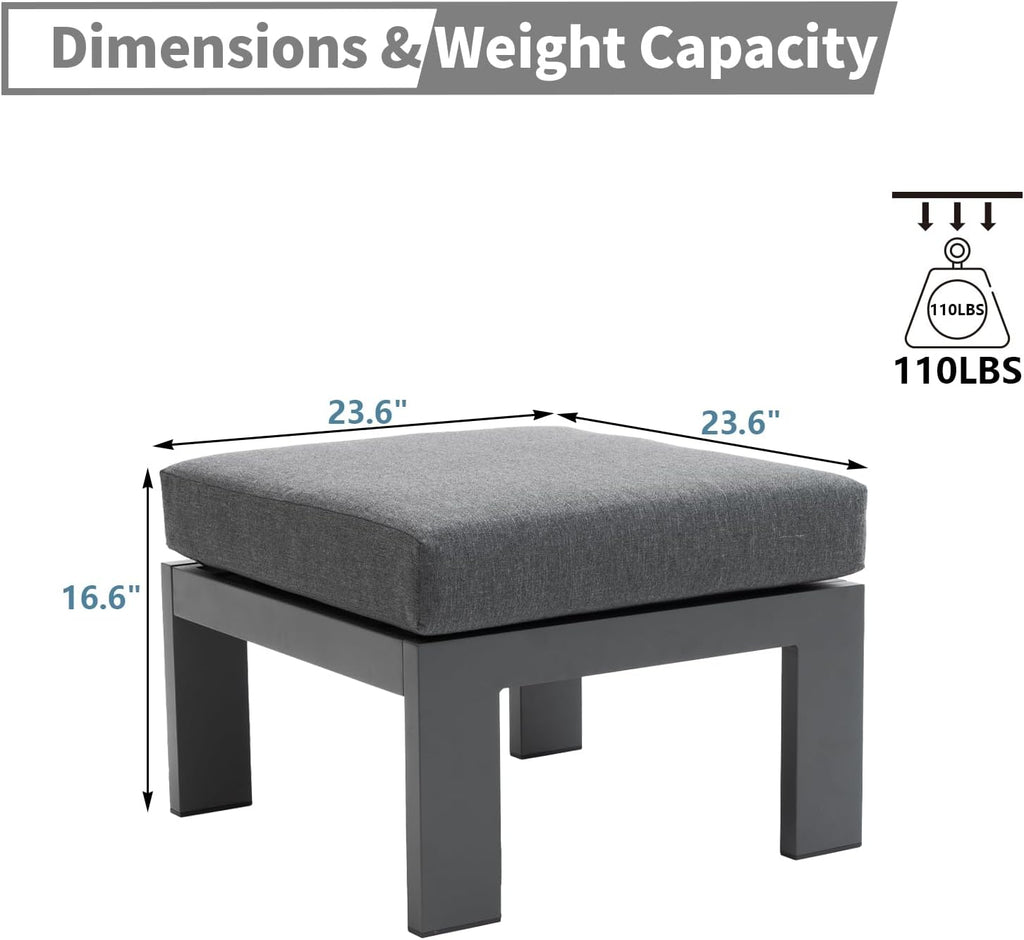 Aluminum Patio Ottoman Footstool Set