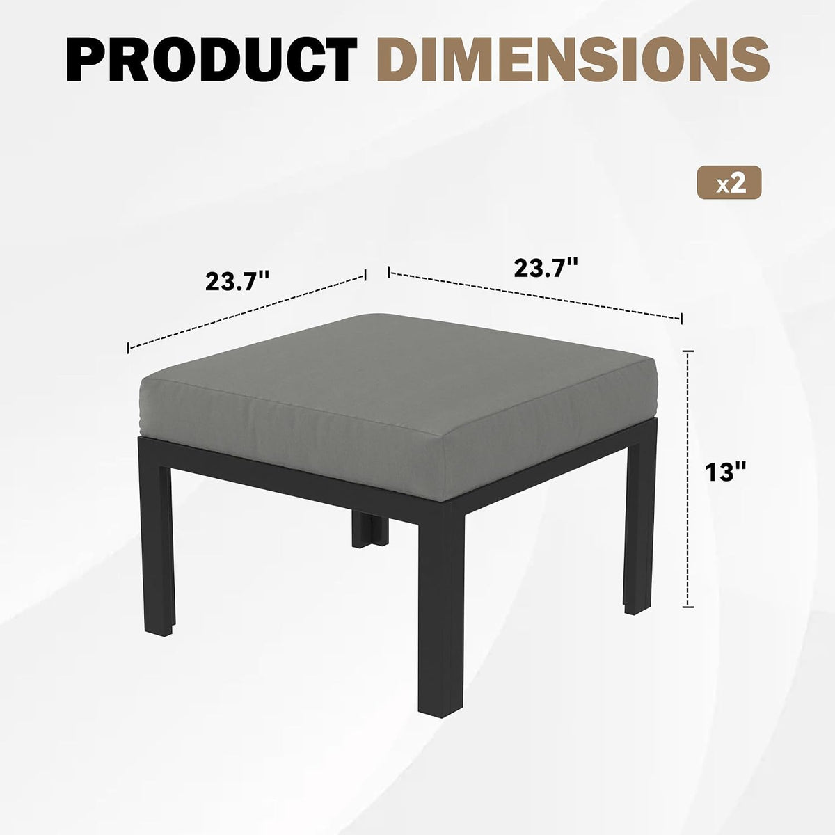 Aluminum Patio Ottoman Set With Cushion
