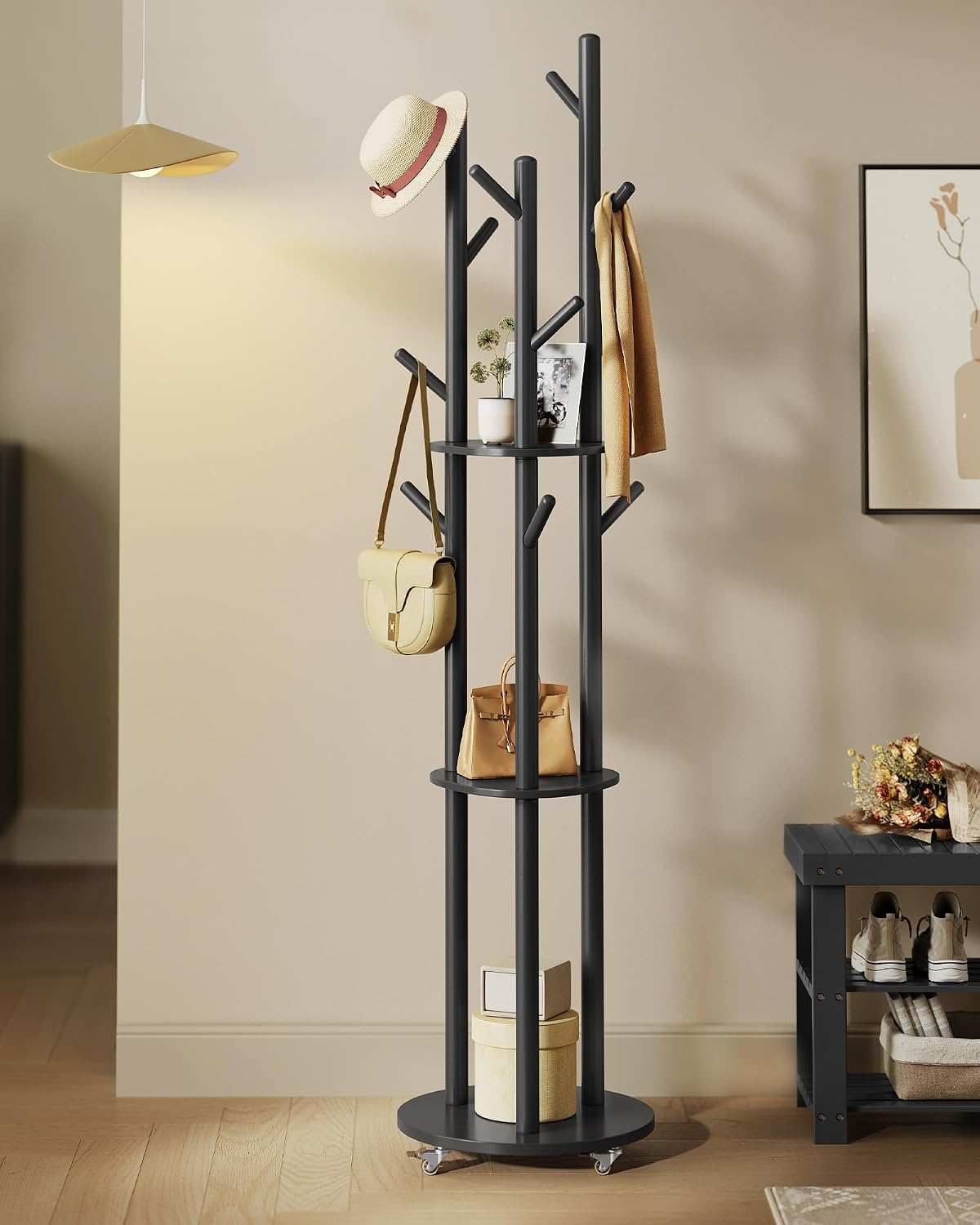 Freestanding Coat Rack with Wheels