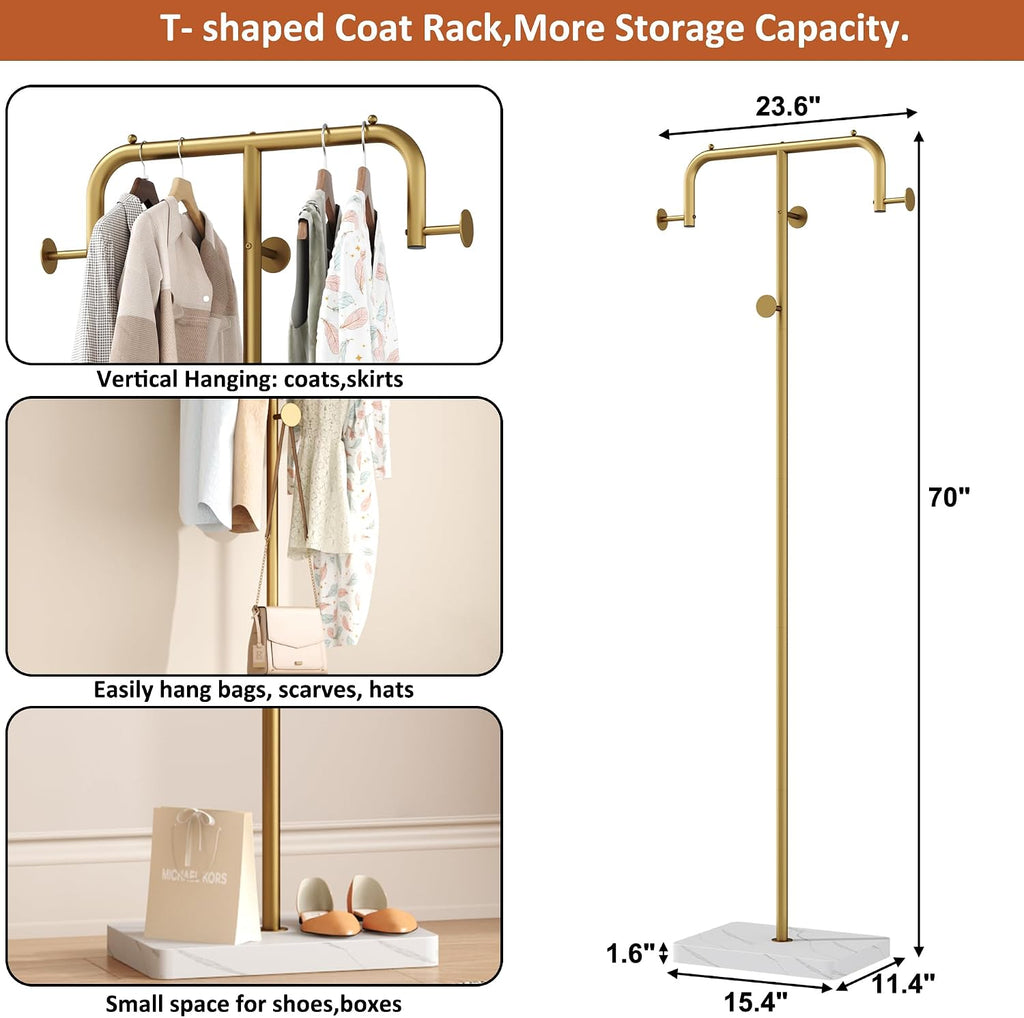 Gold Freestanding Metal Coat Rack