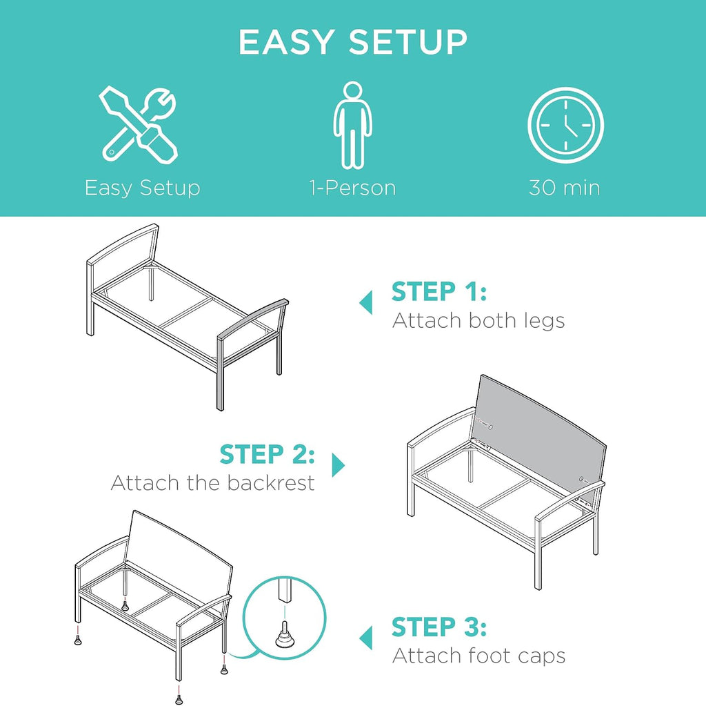 Wicker 2-Seat Outdoor Patio Bench