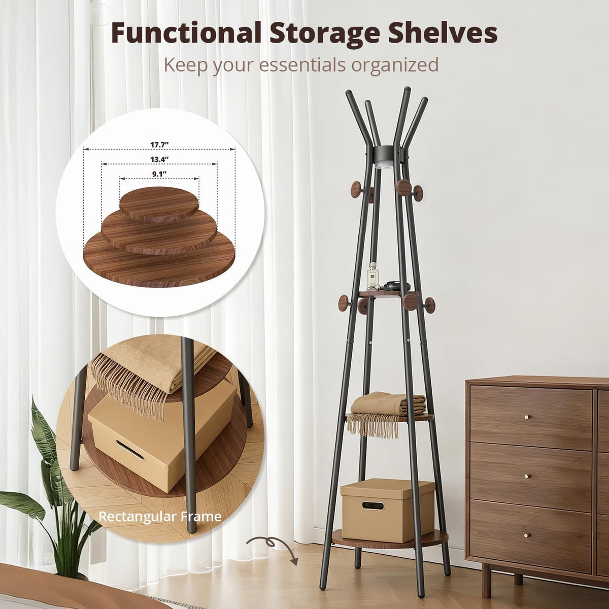 Freestanding Coat Rack with Light