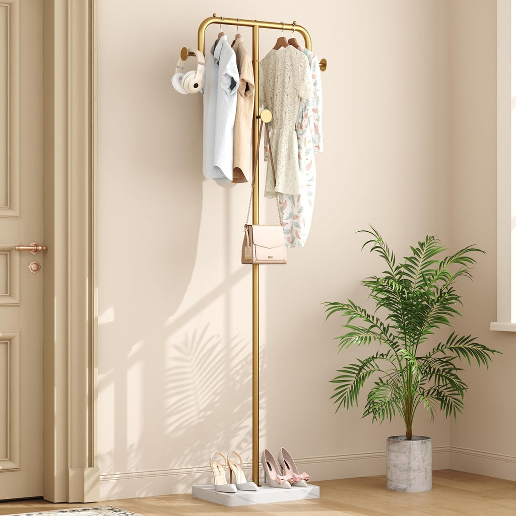 Gold Freestanding Metal Coat Rack