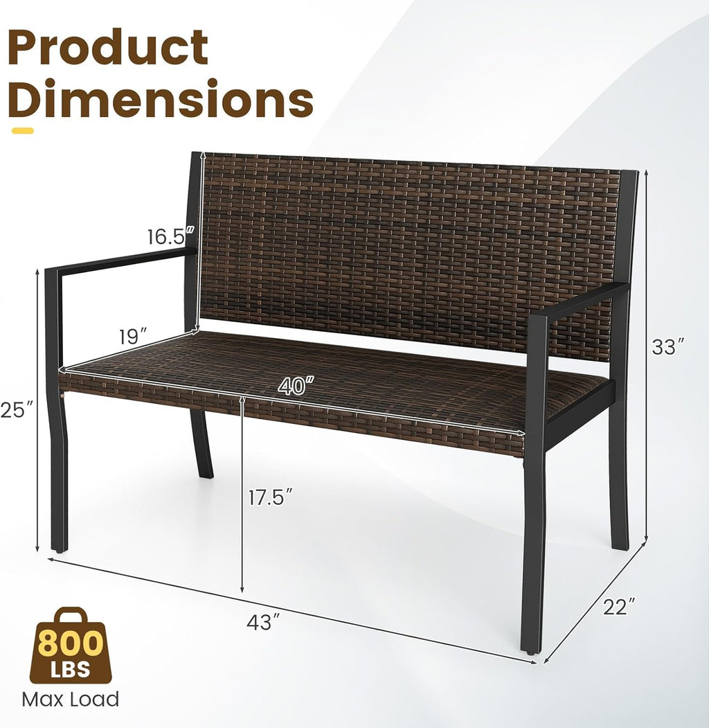 PE Rattan Outdoor Loveseat Bench