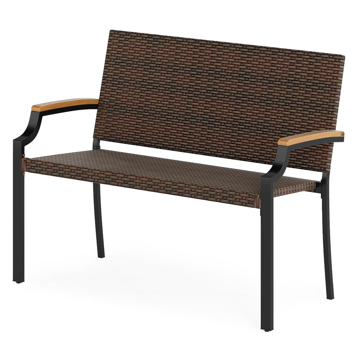 Wicker Acacia Patio Loveseat Bench