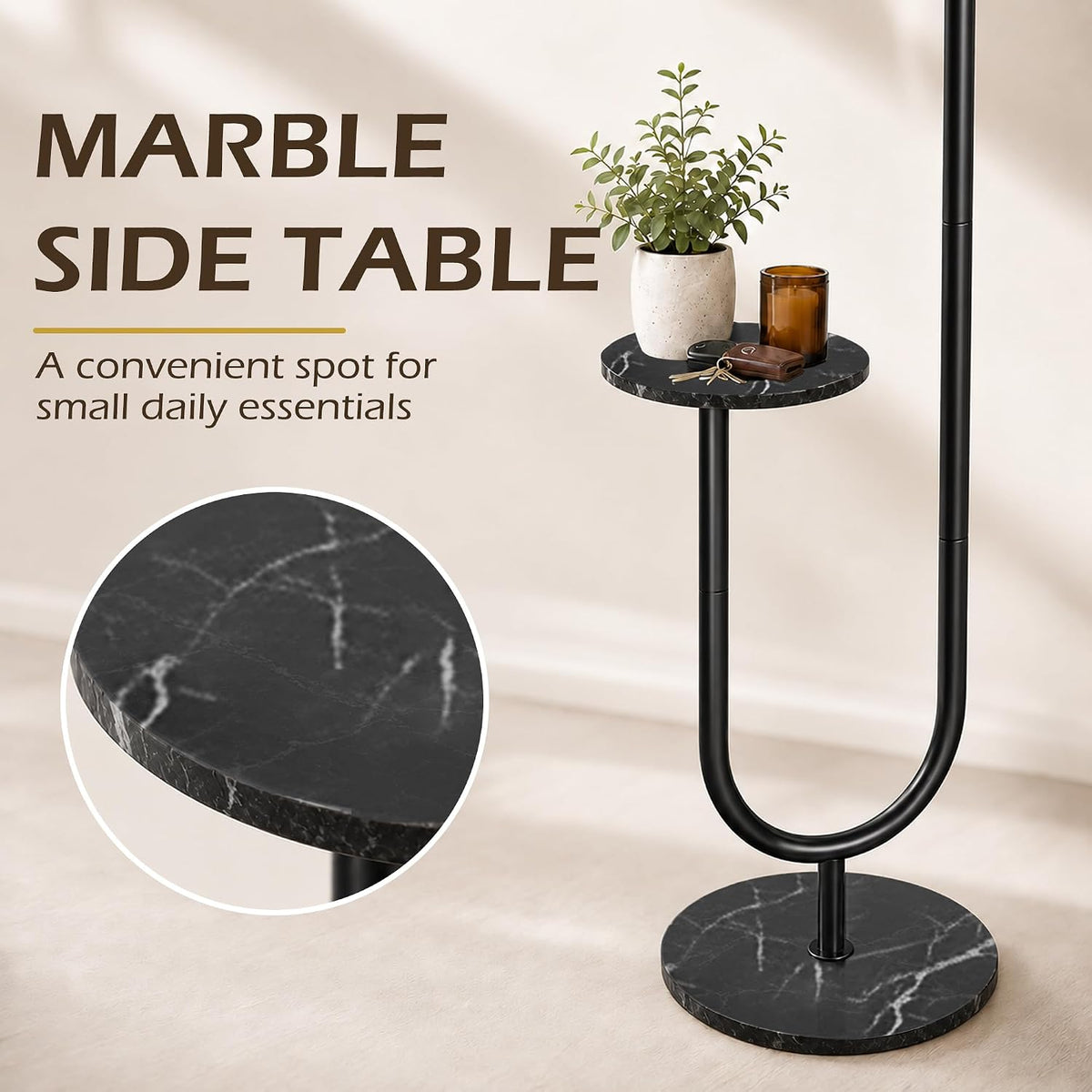 Metal Freestanding Coat Rack with Marble Base
