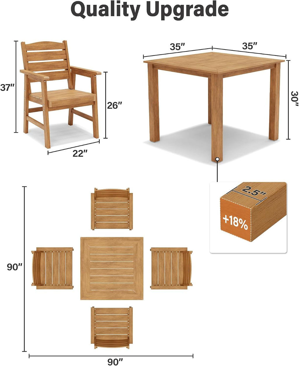 HIPS Teak Outdoor Dining Chair Set
