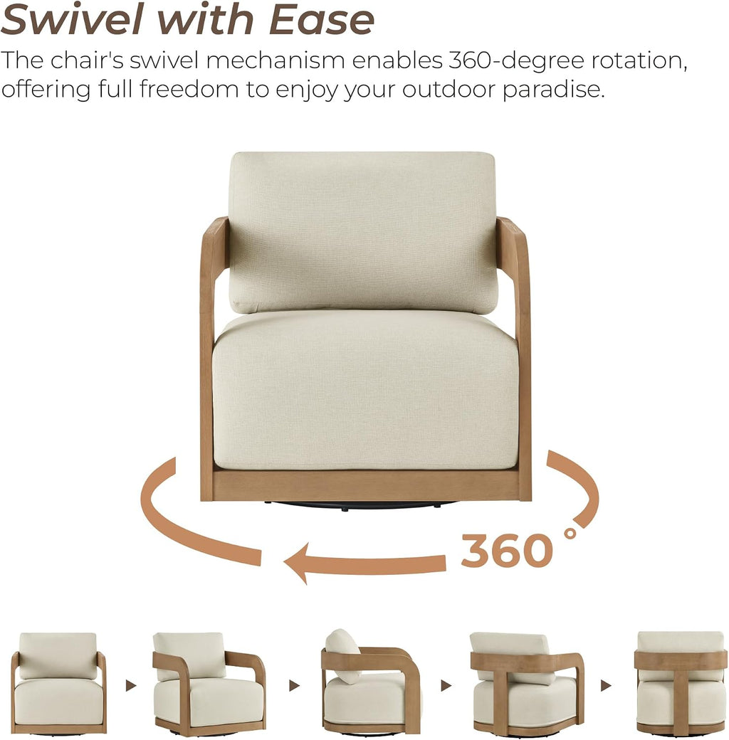Eucalyptus Patio Swivel Chair With Cushion