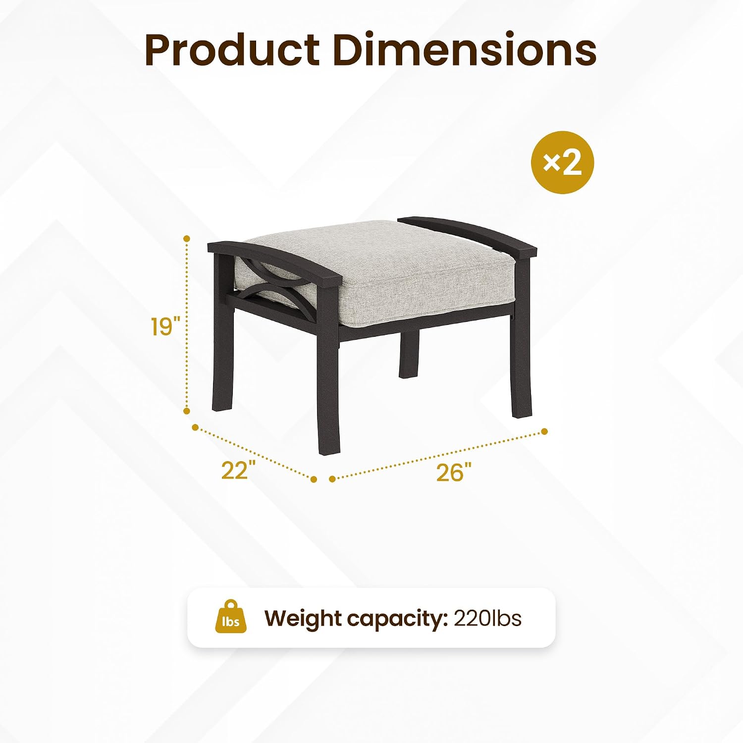 Metal Patio Ottoman Set With Cushions