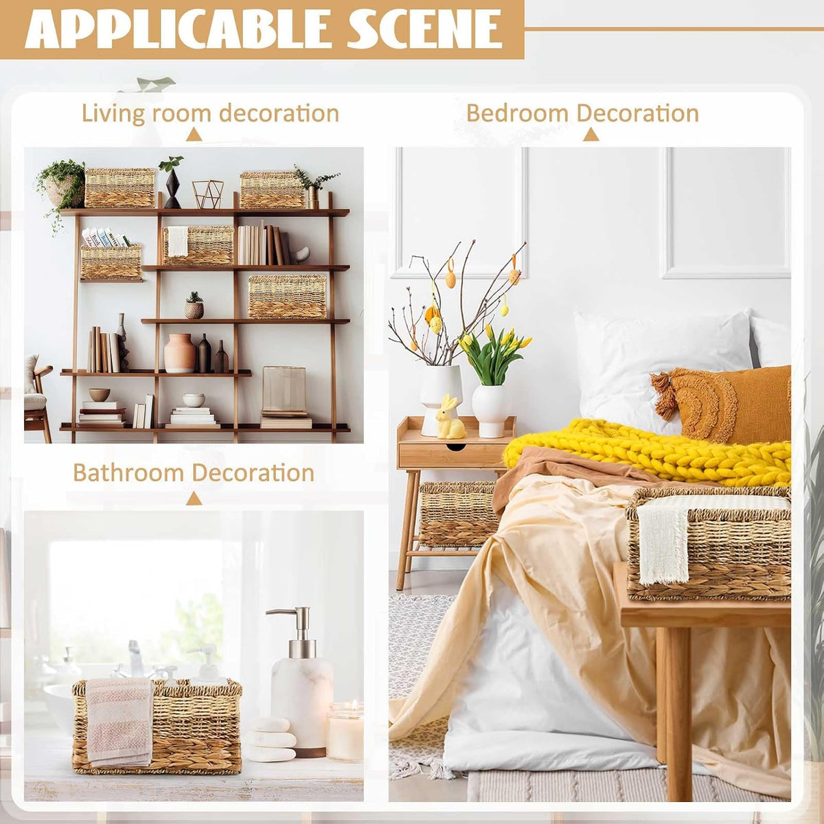 4 Pack Wicker Storage Baskets