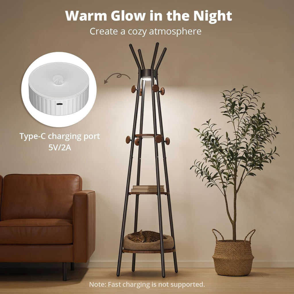 Freestanding Coat Rack with Light