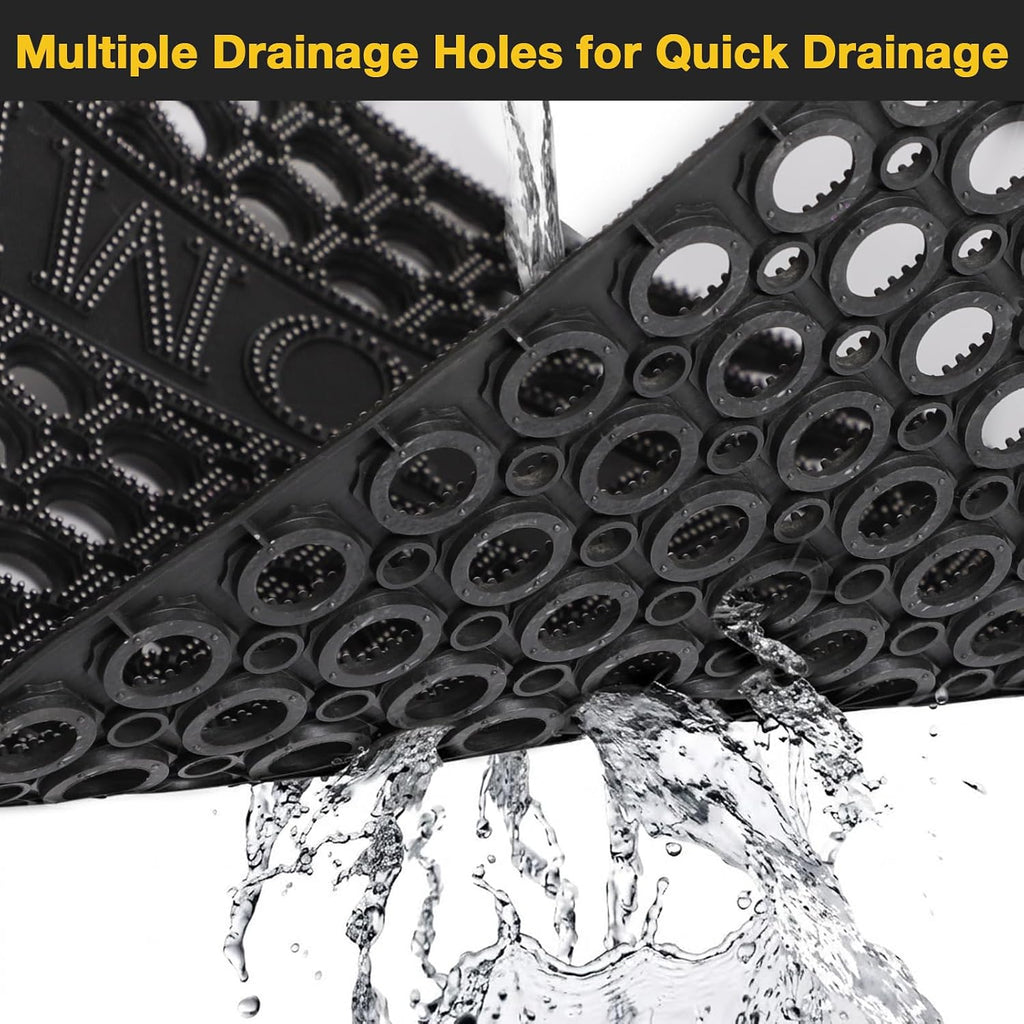 31"x47" Black Drainage Rubber Door Mat