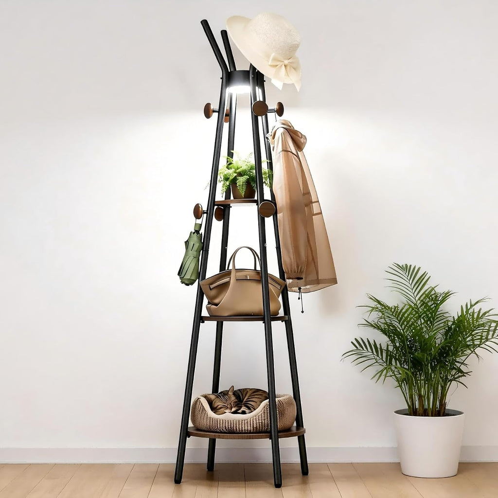 Freestanding Coat Rack with Light