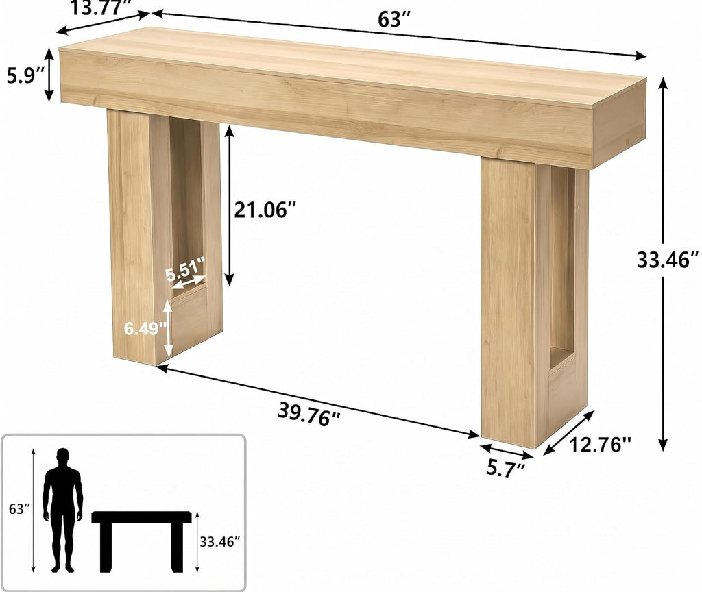 63" Wooden Console Table