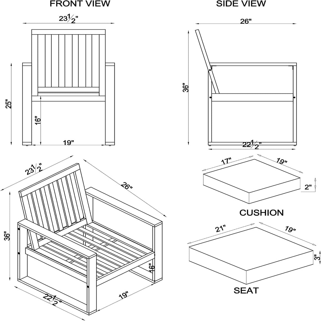 Eucalyptus Patio Dining Chair Set