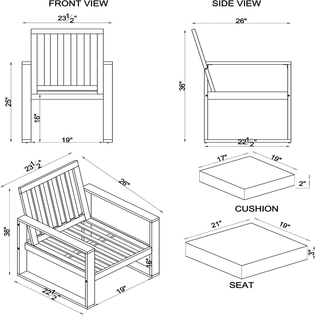 Eucalyptus Patio Dining Chair Set