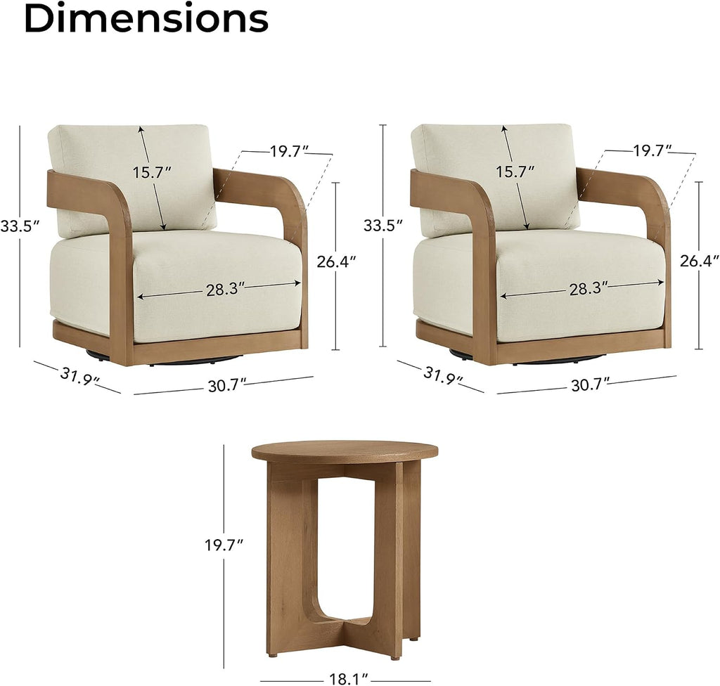 Eucalyptus Patio Swivel Bistro Set