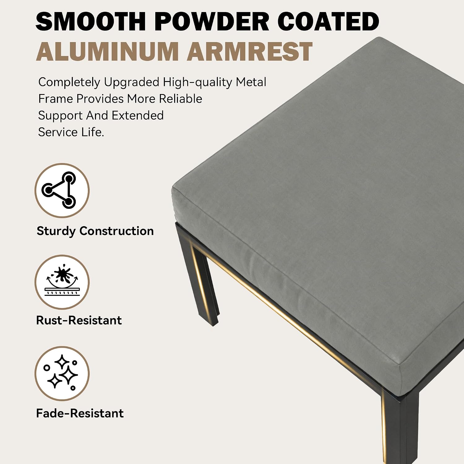 Aluminum Patio Ottoman Set With Cushion