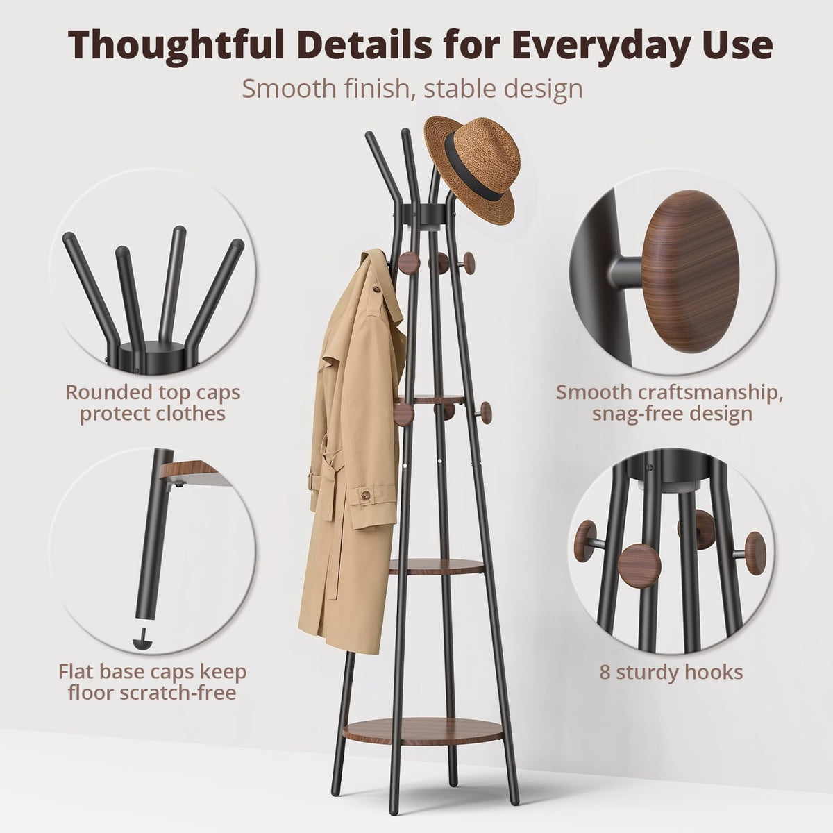 Freestanding Coat Rack with Light