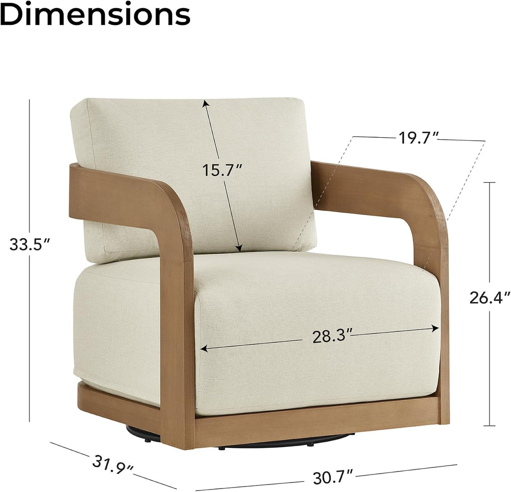 Eucalyptus Patio Swivel Chair With Cushion