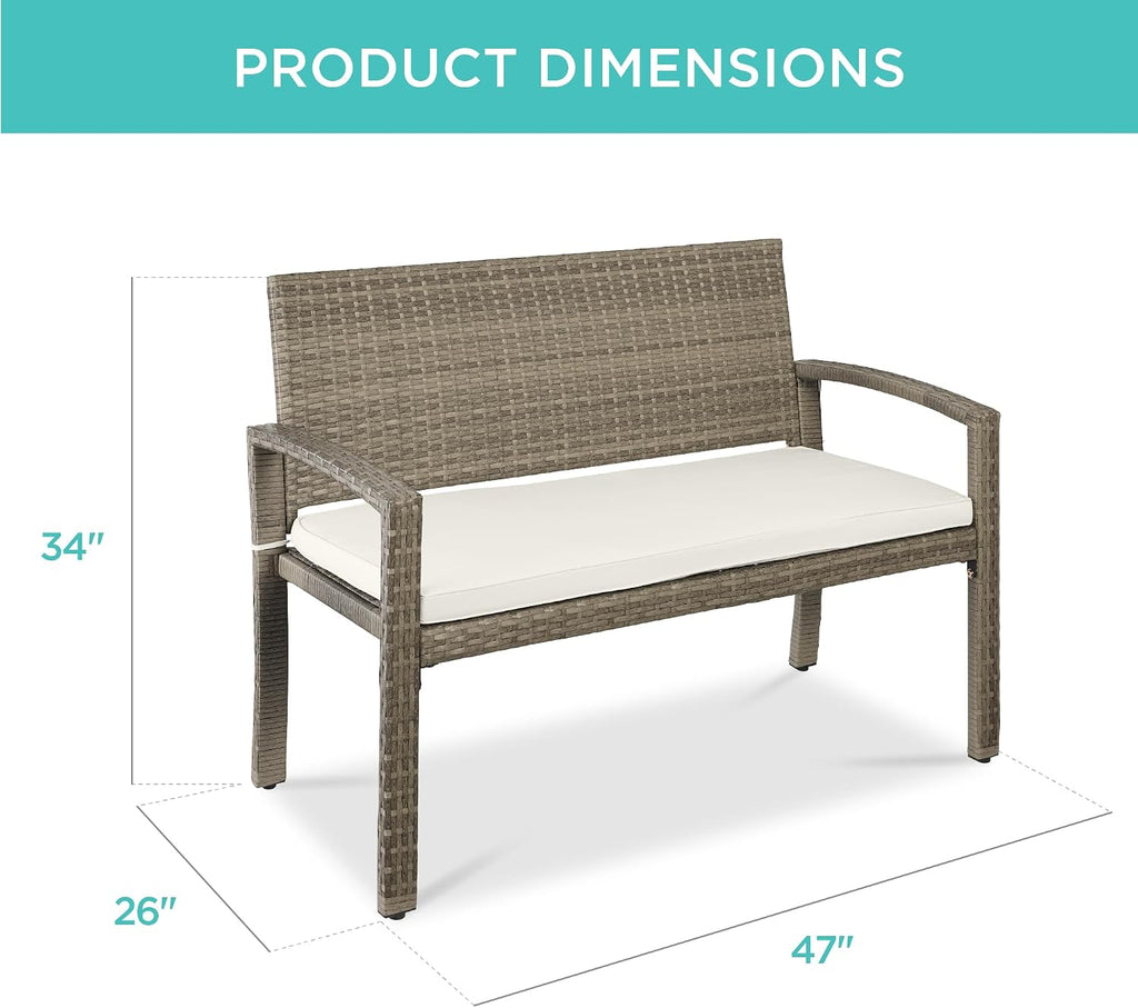 Wicker 2-Seat Outdoor Patio Bench