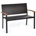 Wicker Acacia Patio Loveseat Bench
