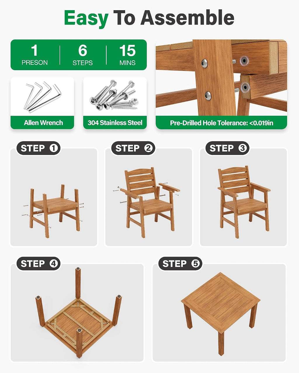 HIPS Teak Outdoor Dining Chair Set