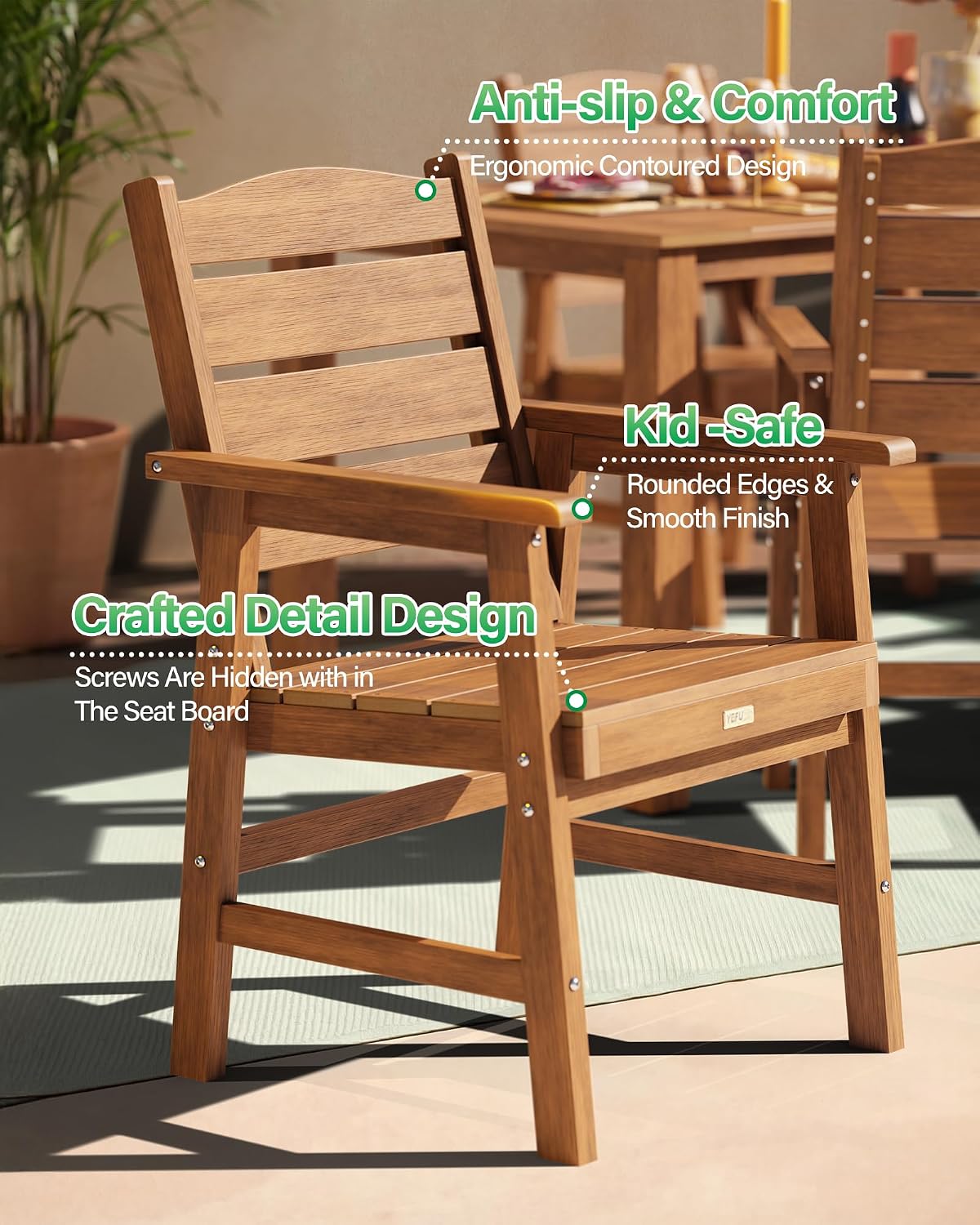 HIPS Teak Outdoor Dining Chair Set
