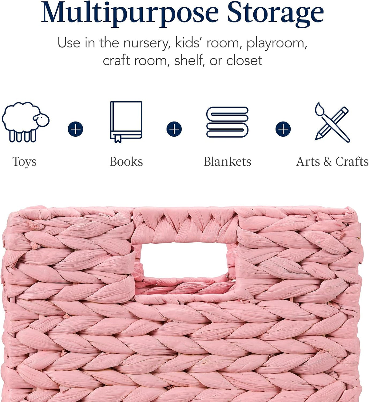 Pink Water Hyacinth Cube Baskets Set of 5