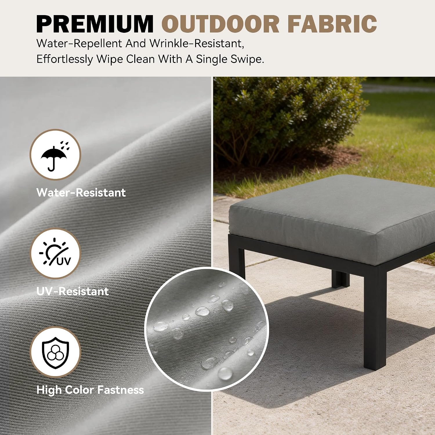 Aluminum Patio Ottoman Set With Cushion