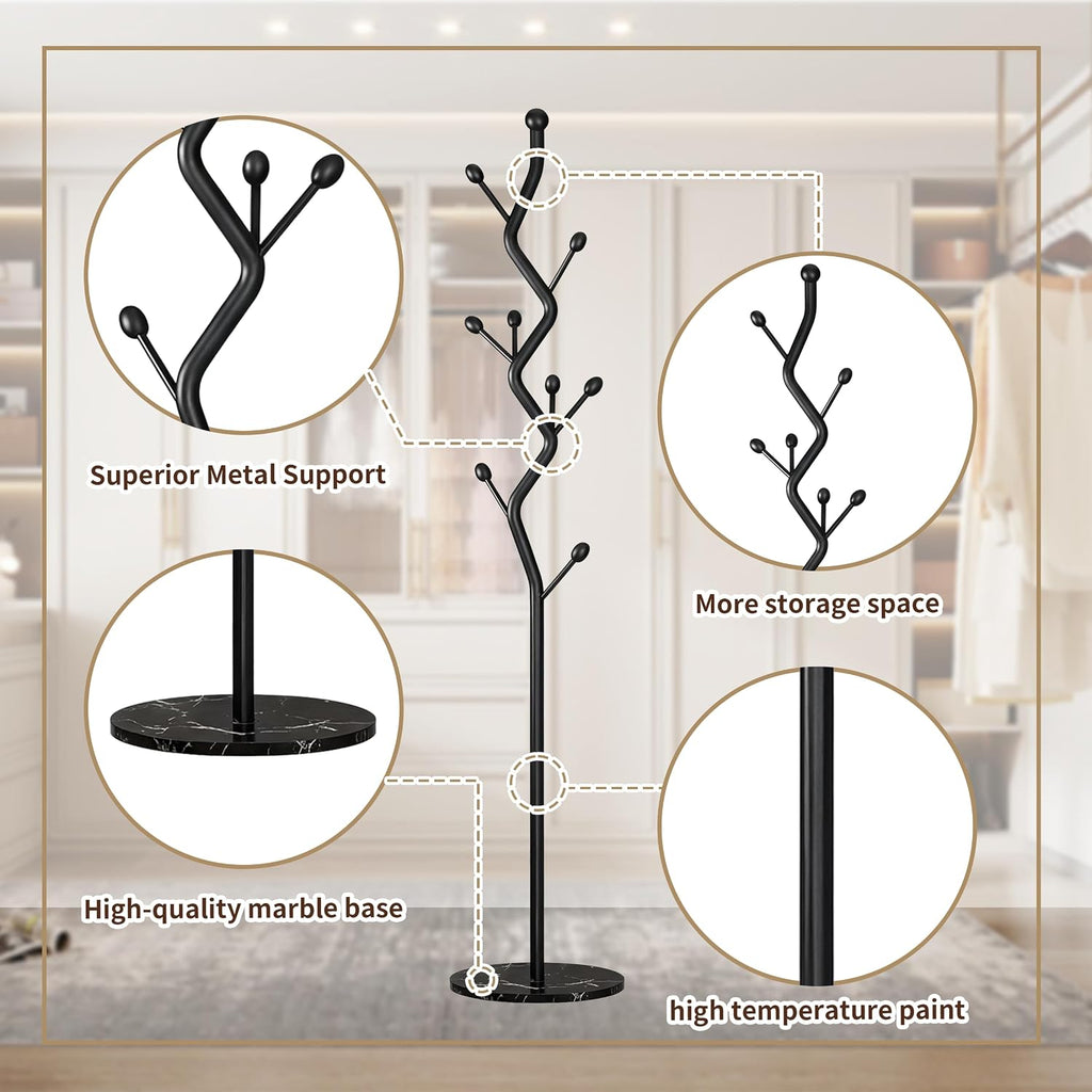 Modern Freestanding Coat Rack with Marble Base