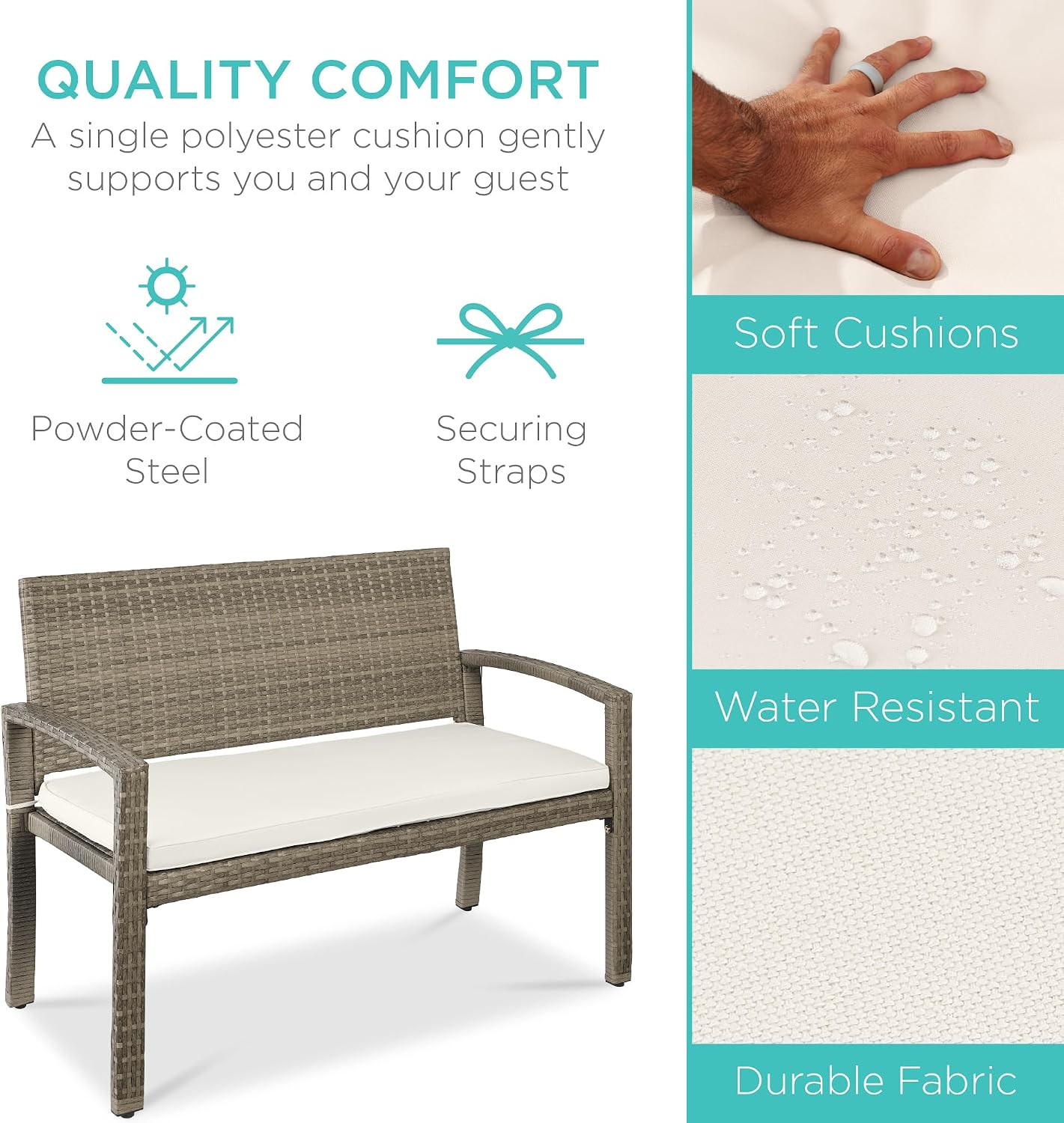 Wicker 2-Seat Outdoor Patio Bench