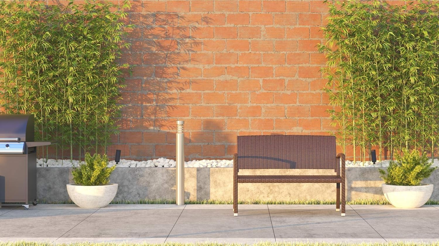 PU Wicker Steel Patio Garden Bench