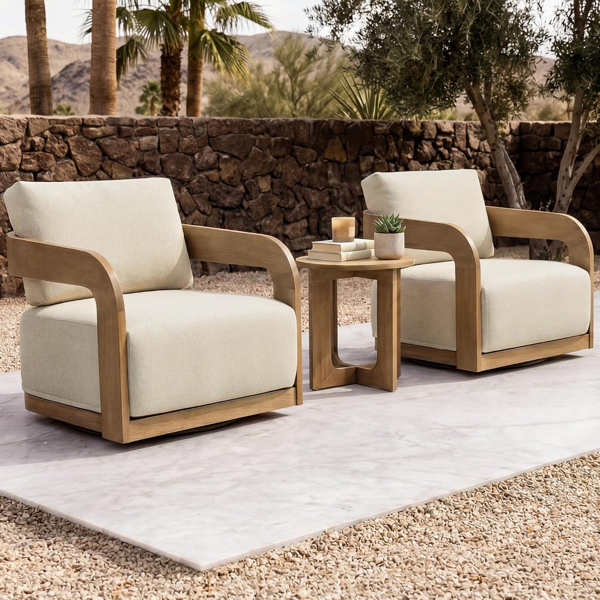 Eucalyptus Patio Swivel Bistro Set