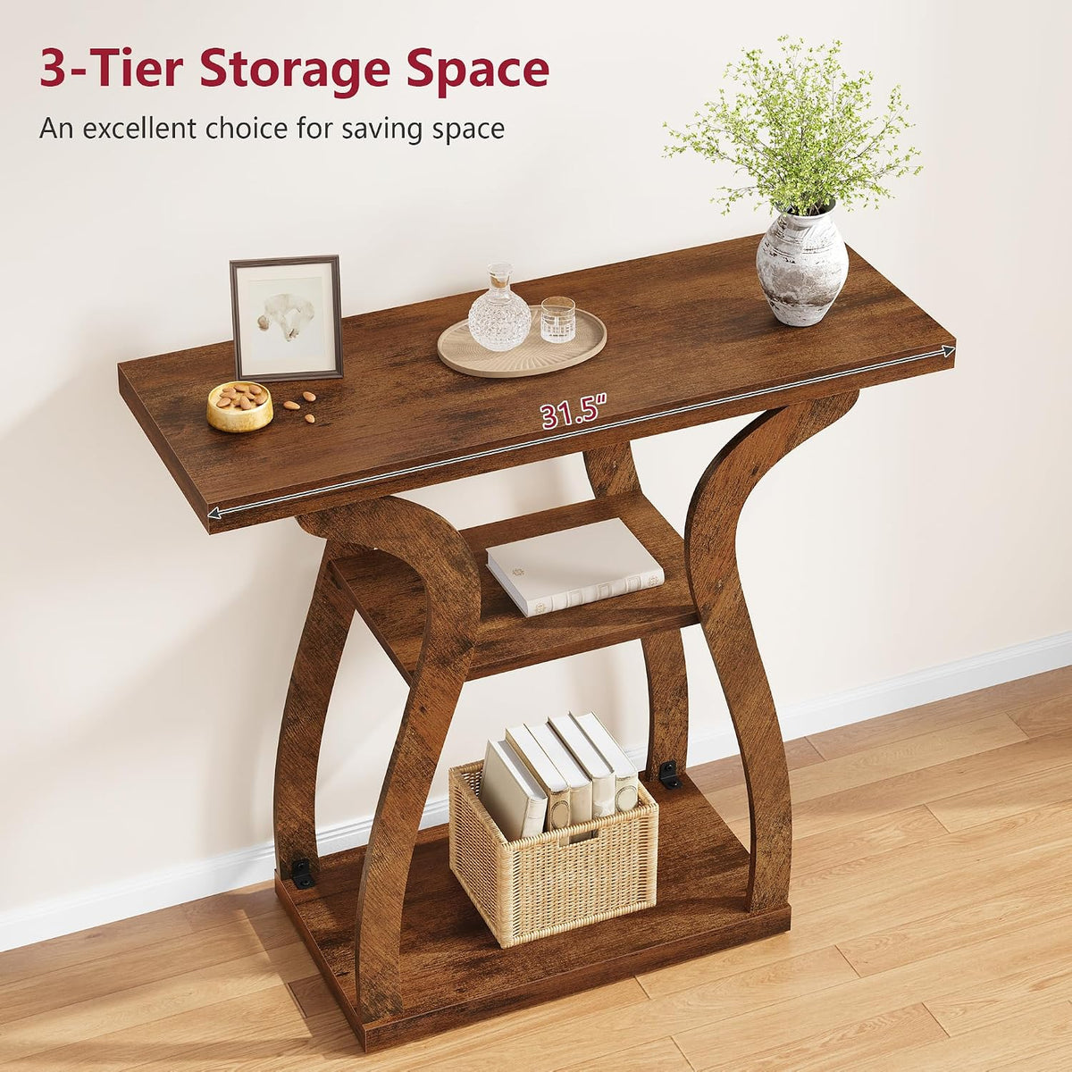 31.5" 3-Tier Farmhouse Console Table